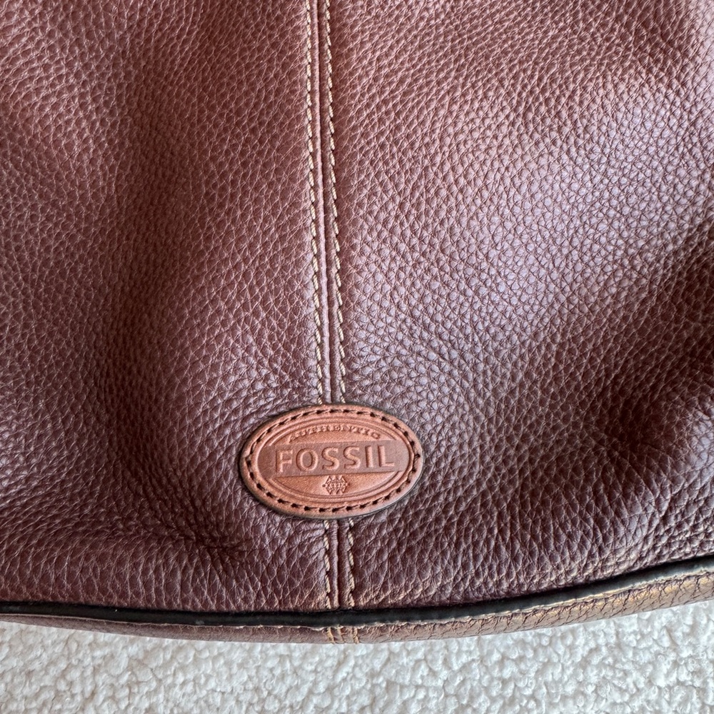 Fossil Leather Morgan Large Top Zip Traveler Crossbody Messenger Bag - Picture 5 of 9